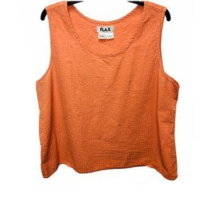 FLAX Sleeveless Scoop Neck Cotton Searsucker Top